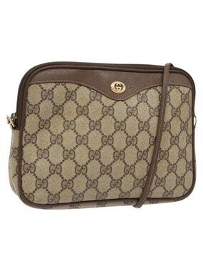 Authentic GUCCI GG Supreme Shoulder Bag PVC Beige Gold 97 02 068